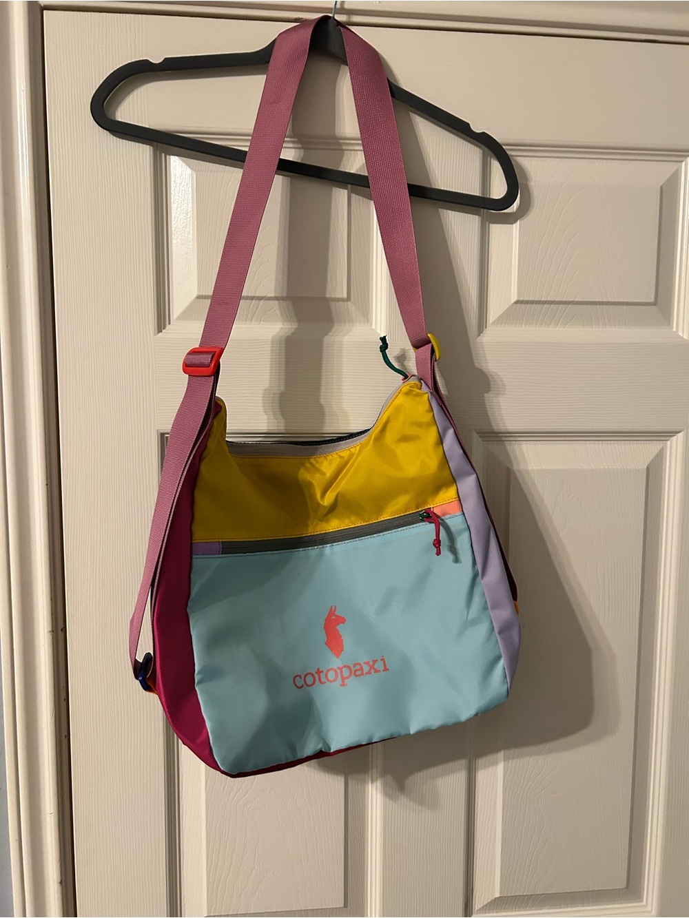 cotopaxi Colorblock Shoulder Bag in Yellow, Light Blue & Pink